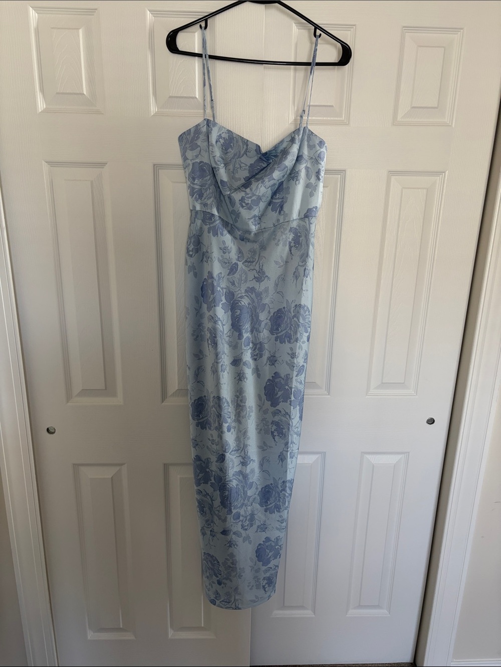 Park & Fifth Pale Blue Floral Slip Dress with Adjustable Straps